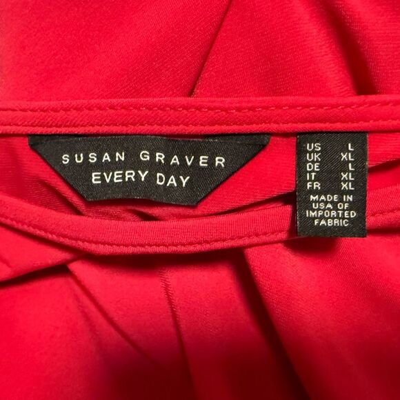 Susan Graver Everyday Midi Dress Liquid Knit 3/4 Sleeve Deep Pink Large - Picture 5 of 7